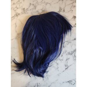Anime Cosplay Wig Short Layered Blue Synthetic Hairpiece For Japanese Costume